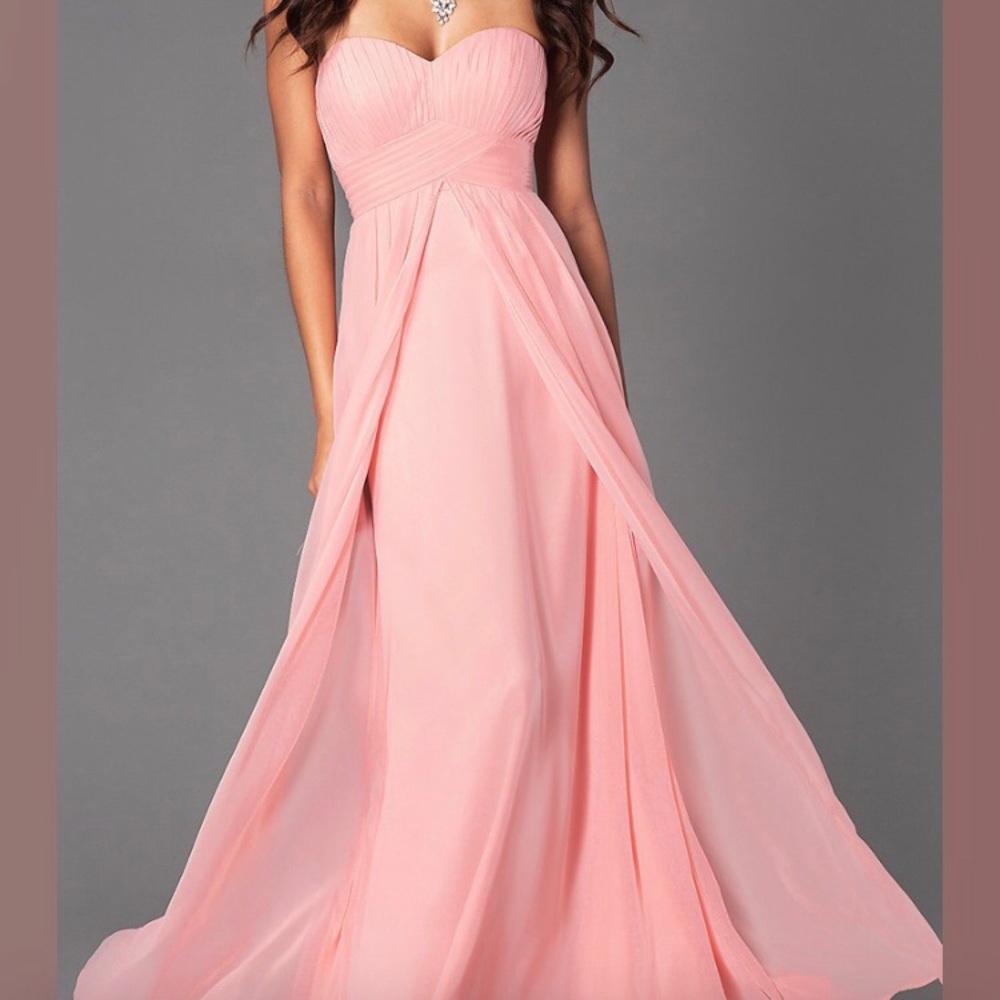 Long Strapless Empire Waist Prom Dress